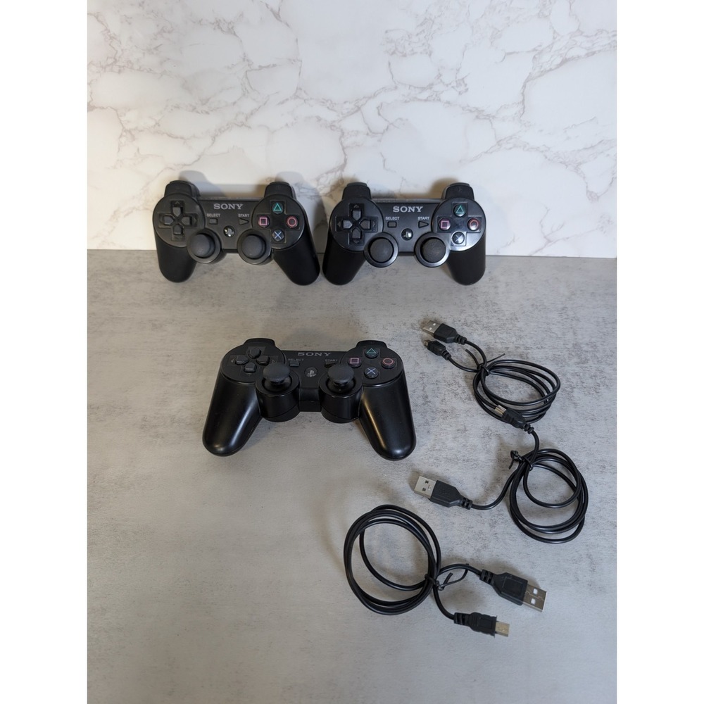 Sony PlayStation 3 PS3 Controllers Lot - 3 OEM DualShock 3 Sixaxis New Batteries